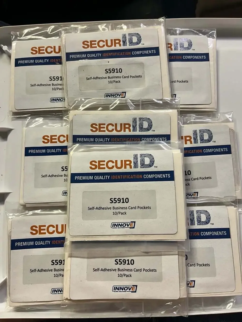Innove SecurID S5910 Self-Adhesive Business Card Pockets, 100 card pockets